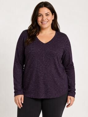NWT A New Day Women's XXL Purple Heather V-Neck Long Sleeve Tee
